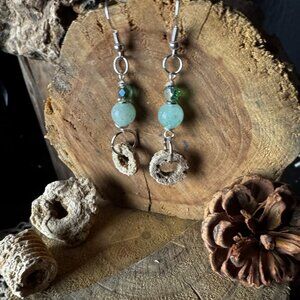 Aventurine & Crinoid Dangle Earrings